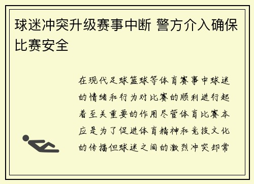 球迷冲突升级赛事中断 警方介入确保比赛安全